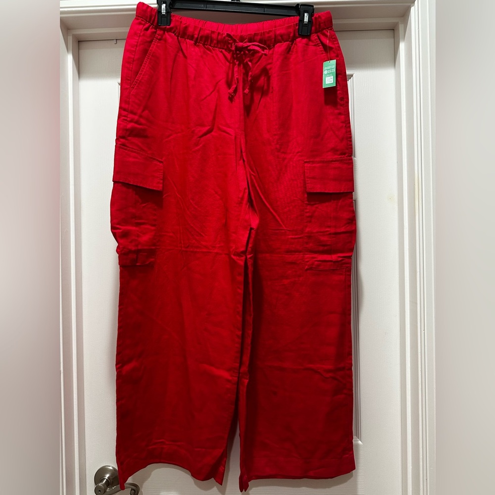 Gap Linen Bled Cargo Wide Leg Pant